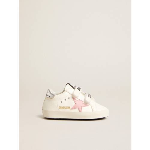 Baby Old School with pink leather star and silver leather heel tab