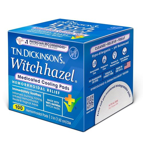 T.N. Dickinson's Hemorrhoidal Pads, Witch Hazel with Aloe, Clear, 100 Count