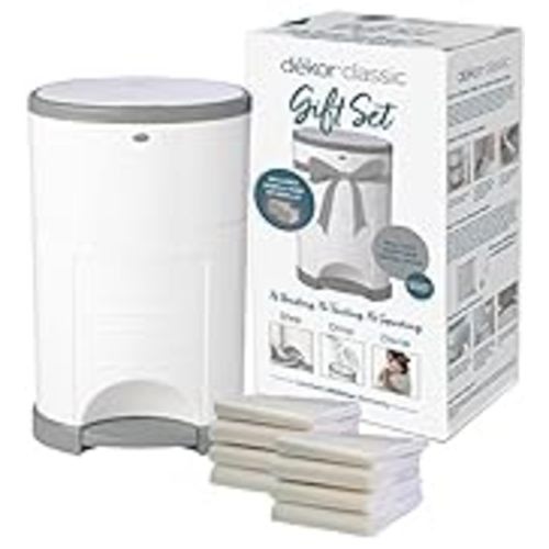 Diaper Dekor Classic Hands-Free Diaper Pail | White | Easiest to Use | Just Step – Drop – Done | Doesn’t Absorb Odors | 20 Second Bag Change | Most Economical Refill System - white