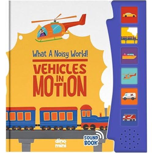 What A Noisy World! - Vehicles in Motion - Sound Books for Toddlers - Musical Toys for Toddlers 3-5 - Musical Book for Toddlers with 6 Different Sounds - Stocking Stuffers for Kids