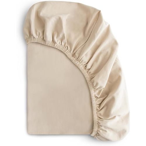 mushie Stretchy & Soft Crib Sheet | Fitted 28" x 52" (Fog)