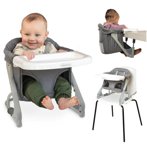 Infantino The Ultimate Travel Booster, Versatile and Travel-Friendly Booster, High Chair and Seat for On-The-Go Families, Gray