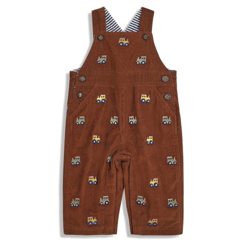 Tractor Embroidered Cotton Overalls, 6-12M