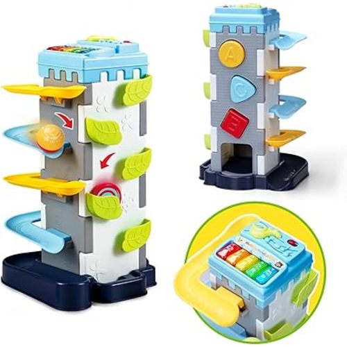 Baby Ball Drop Toys with Music & Lights, Montessori Learning Toy for Toddlers 1-3, 4 in 1 Ball Tower Toys for 1 2 3 5 Year Old Kids Boys & Girls