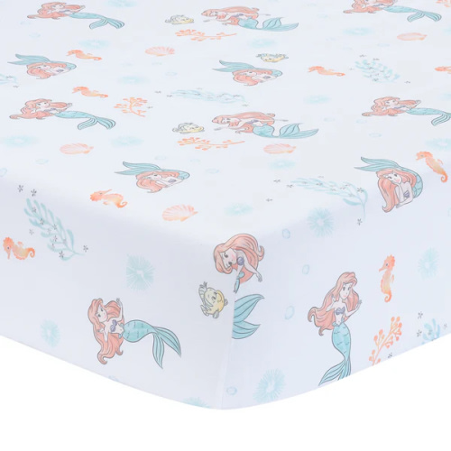 Disney Baby The Little Mermaid White Fitted Crib Sheet - Ariel – Lambs & Ivy