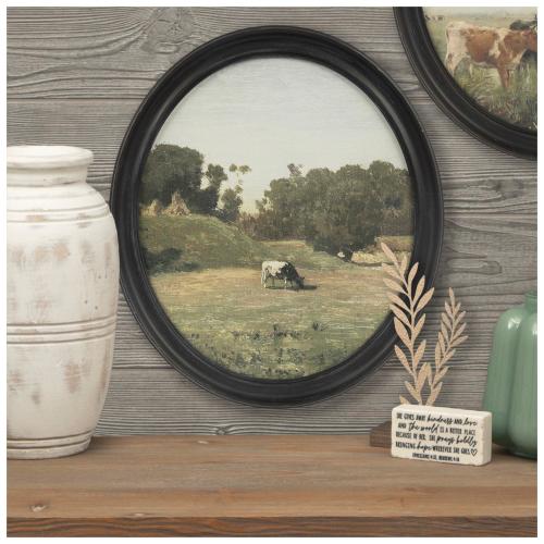 Grazing Dairy Cow Oval Canvas Wall Decor