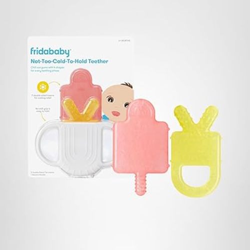 Frida Baby Silicone Teething Toys, 4-in-1 Teether for Babies & Infants, Teething Relief for 0-18 Months, Not-Too-Cold-to-Hold Baby Teether, BPA-Free