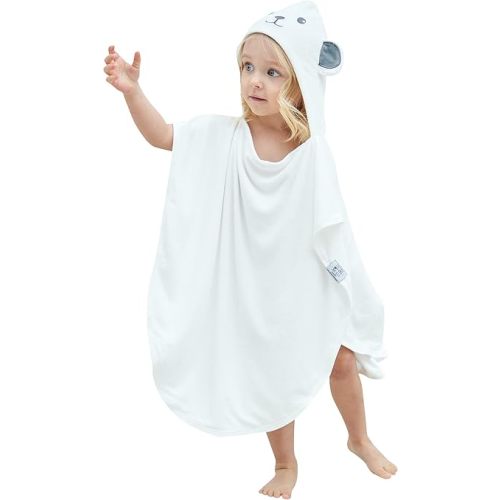 HIPHOP PANDA Hooded Towel - Rayon Made from Bamboo, Bath Towel with Bear Ears for Newborn, Babie, Toddler, Infant - Absorbent Large Baby Towel - Bear, 21.5 x 22.5 Inch