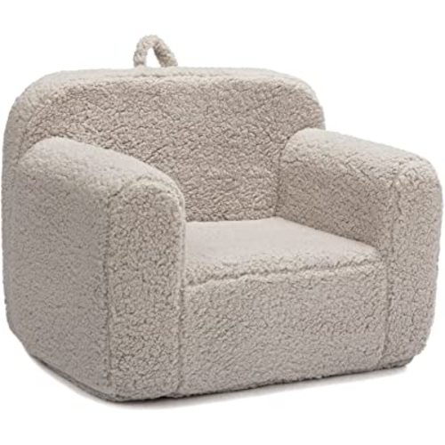 ALIMORDEN Kids Ultra-Soft Snuggle Foam Filled Chair, Toddler Cuddly Sherpa Reading Couch for Boys and Girls, Light Grey