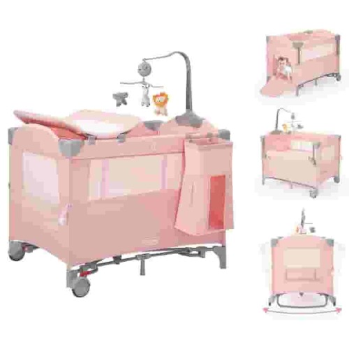 HARPPA 5 in 1 Portable Playard and Bassinet for Girl from Newborn to Toddler, Easy Folding, Pink