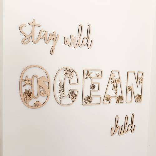 Stay wild ocean child, playroom sign, ocean themed nursery, Wall Lettering, Nursery quote, Wooden Nursery Sign, Nursery/Playroom Decor,