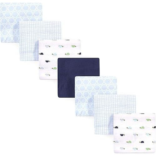 Luvable Friends Unisex Baby Cotton Flannel Receiving Blankets, Turtle 7-Pack, One Size