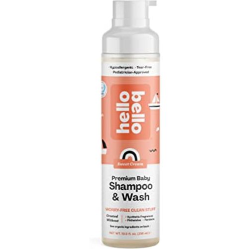 Hello Bello Extra Gentle Shampoo & Body Wash, 10 FL Oz (Pack of 1) | Tear Free, Hypoallergenic and Pediatrician Tested Formula for Babies and Kids | Sweet Cream