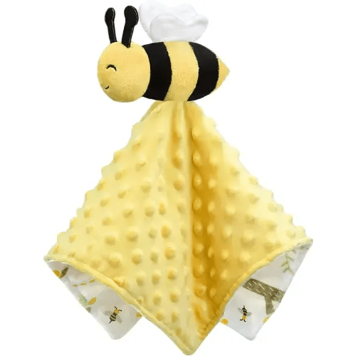 BORITAR Baby Security Blanket Soft Baby Lovey Unisex Lovey Baby Gifts for Newborn Boys and Girls Baby Snuggle Toy Baby Bee Stuffed Animal Yellow 14 Inch