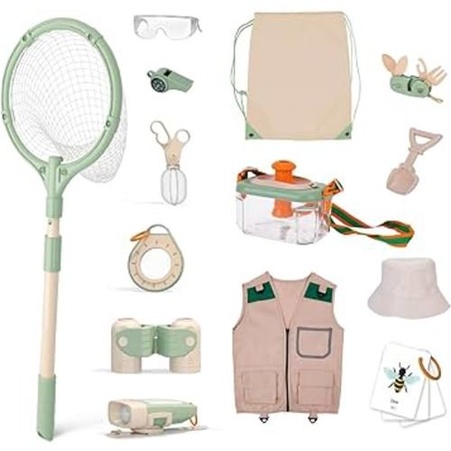 Kids Explorer kit, Bug catching kit for Kids with Safari Vest and hat, Camping Adventure Set, Explorer kit Gift for Boys and Girls with Bug catching net