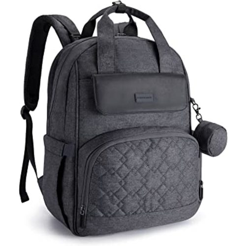 mommore Diaper Bag Backpack Large Travel Diaper Bags with Portable Changing Pad, Pacifier Case and Stroller Straps, Dark Grey