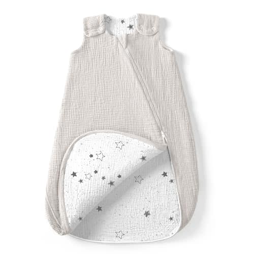 lulumoon Sleep Sack Muslin for Baby: Cotton Wearable Blanket for 3-9 Months - Soft Lightweight Ideal for Nursery Lounge Nighttime Naptime 6-12 Months