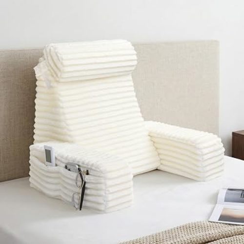 ENITYA Back Pillow for Bed Sitting up, Reading Pillow for Sitting in Bed Adult, Back Support Wedge for Reading/Resting/Post Surgery/Watching TV/Gaming,Ivory