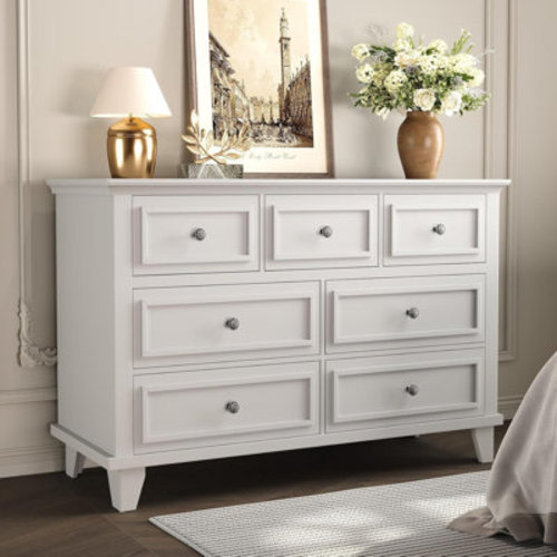August Grove® Brown 7-Drawer Dresser, 47" Wide Rustic Wood Chest with Deep Storage Drawers | Wayfair