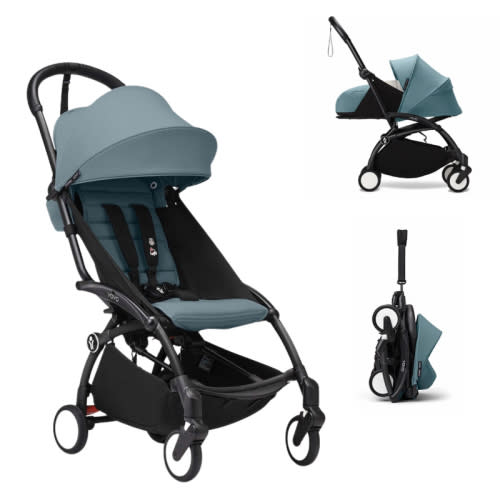 Stokke YOYO³ Stroller Newborn & Toddler (0+/6+) Bundle - Black Frame/Aqua Color Pack