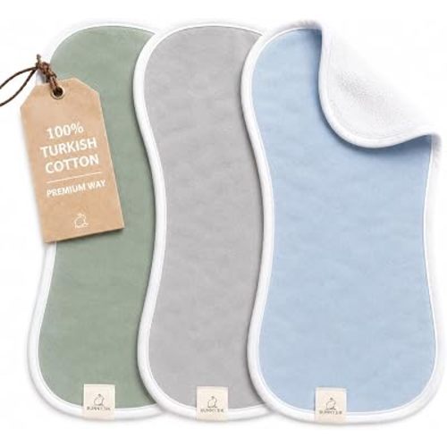 Turkish Cotton Burp Cloths Baby Boy & Girl – 3 Pack Turkish Organic Cotton Burp Cloth for Babies, Soft & Plush Thick Long Stable Turkish Cotton for Newborn, Baby Essentials
