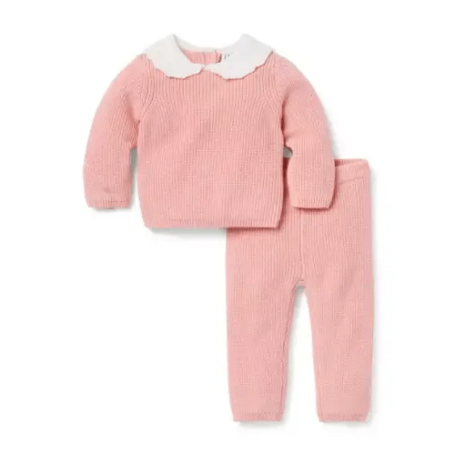 Baby Washed Pink Baby Crochet Collar Matching Set by Janie and Jack
