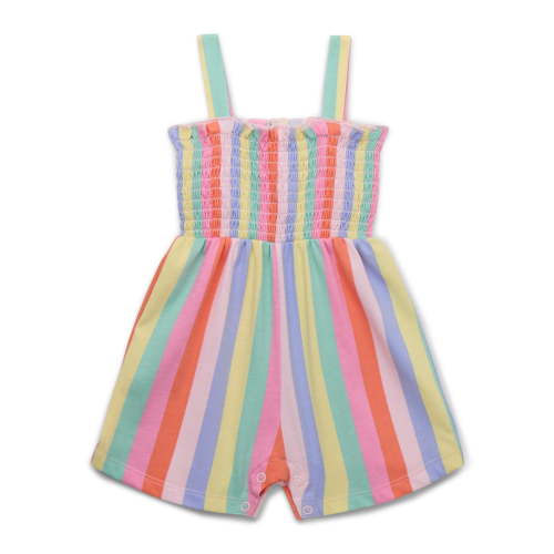 Garanimals Baby Girls Rainbow Stripe Smocked Romper, Sizes 0M-24M