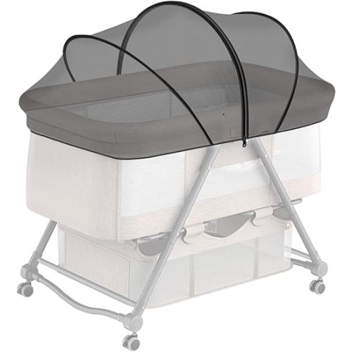 Bassinet Cover with Two-Way Zipper,Portable Bassinet Mosquito Net Cover,Bassinet Cover for Cats to Keep Pets Out(Black)