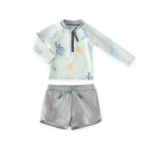 Swim Rash Guard & Short in Octopus 6-12M