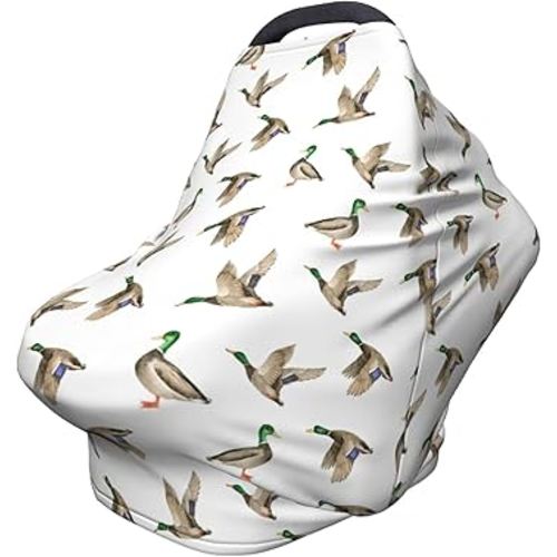 Mallard Duck Baby Stuff Car Seat Cover for Baby Carseat Covers for Girl Boy Stretchy Soft Breathable Breastfeeding Infant Car Seat Canopy Carrier Cover