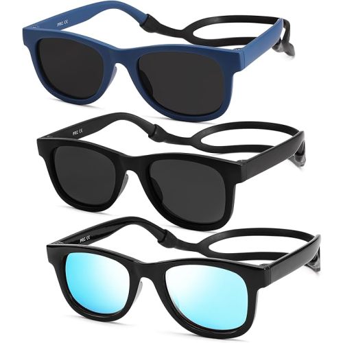 NULOOQ Bendable Flexible Polarized Baby Sunglasses – with Silicon Strap for Infant Newborn & Toddler Age 0-18 Months