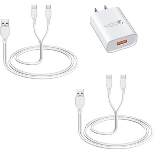 2-Pack Hands Free Breast Pump Charger for Momcozy M5, USB C Charging Cord for Momcozy M6 Breastfeeding Pump, with Power Adapter