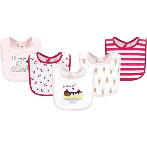 Hudson Baby Unisex Baby Cotton Bibs, Banana Split, One Size