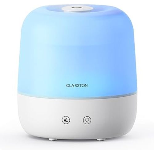 Clarston 2L Cool Mist Humidifier for Bedroom with 360° Adjustable Nozzle, High and Low Mist Levels, Ultra-Low Noise, Light-Off, No BPA, Auto Shut Off, Ideal Baby Humidifier with Easy Top Filling