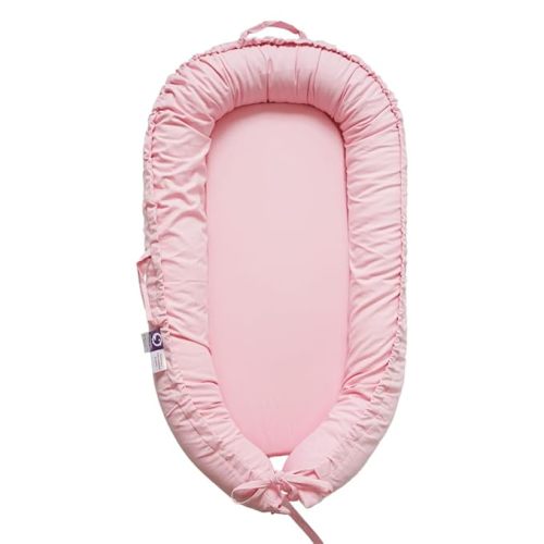 Infant Lounger, Baby Nest Cover for Baby Girls & Boys, Newborn Essentials for Baby 0-18 Months, 100% Cotton Breathable(Misty Rose)