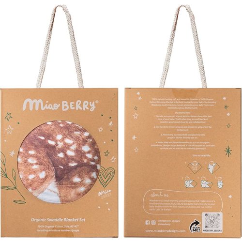 Miaoberry Woodland 100% Organic Cotton Muslin Milestone Blanket