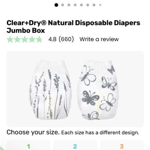 Natural Disposable Baby Diapers of All Sizes by Parasol Co