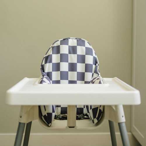 Black Checker Cushion Cover for IKEA Antilop Highchair - High Chair Cushion - Wipeable Stain Resistant - Baby Highchair Accessories - Boy