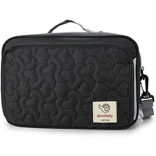 MOMIGO Baby Diaper Caddy Bag - Diaper Caddy Tote Baby Stroller Bag Nursery Storage Bin for Diapers, Wipes & Toys Mini Diaper Bag for Outdoor (Black Flower)
