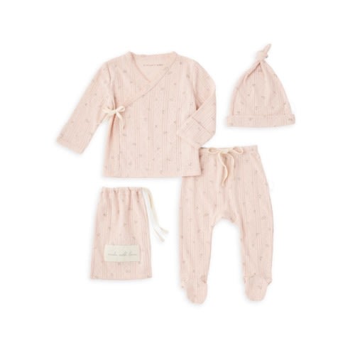 Baby Girl's 3-Piece Pointelle Footie Bag Set