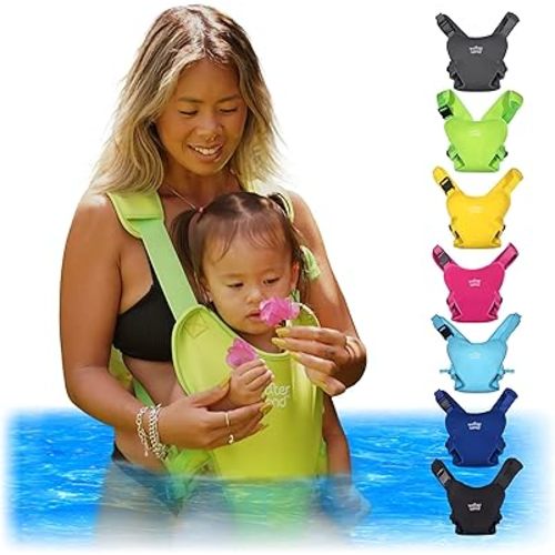WaterLand Baby Carrier - Innovative Carrier You Can Use Both in Water & Land - Waterproof Infant Chest Holder with Adjustable Straps, Lightweight Toddler Harness for Pool & Beach (Keylime Green)