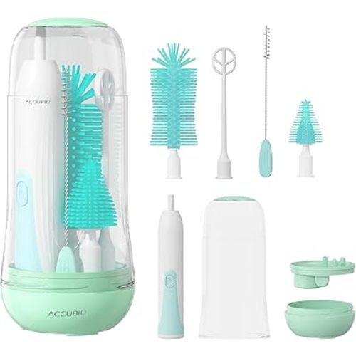 Electric Bottle Brush Cleaner, Rechargeable Electric Baby Bottle Brush, Automatic Bottle Cleaner Kit, Waterproof Multi-Purpose Cleaning Brush, Green