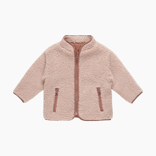 Quincy Mae Shearling Zip Jacket - Blush, 12-18 M