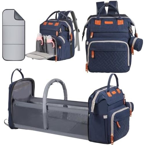 Baby Diaper Bag, Backpack with Changing Table, Insulated Pacifier Case, Multifunctional Waterproof Travel Diaper Bag