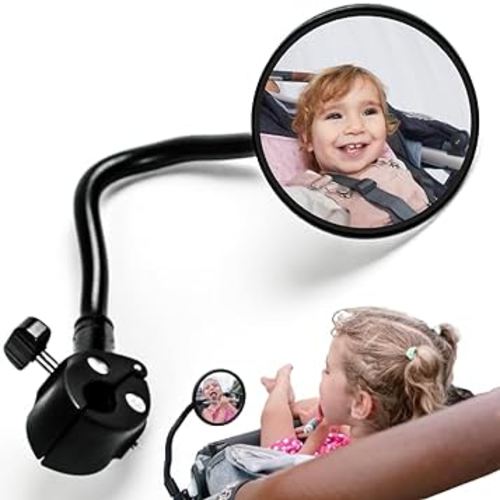 Looky Lou Stroller Mirror - See Your Baby's Face on Stroller Walks. Stroller Accessories to Connect & Engage with Baby or Toddler in Pram or Jogging Stroller. Universal stroller attachment.