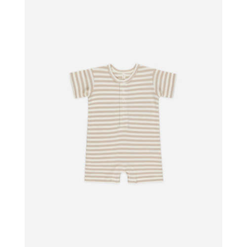 Waffle Snap Romper || Oat Stripe