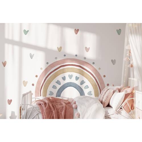 Boho Rainbow Wall Decal - Pastel Rainbow Wallsticker - Boho Nursery - Childrens wall decal