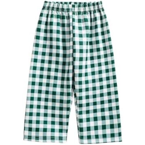 Toddler Baby Boy Girl Gingham Pants Retro Elastic Waist Checkered Plaid Long Pants Casual Sweatpants Bottoms