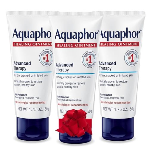 Aquaphor Advanced Therapy Healing Ointment, Hypoallergenic, Fragrance Free Body Moisturizer for Dry Skin and Minor Wound Care, Travel Size Skin Care Set for Holiday Gifts, 1.75 Oz Tube, Pack of 3