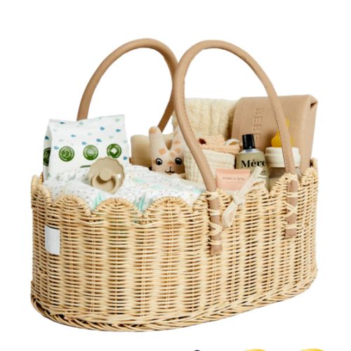 Baby Diaper Caddy Organizer "POPPY" Handmade & Natural by BEBE BASK® – BEBE BASK